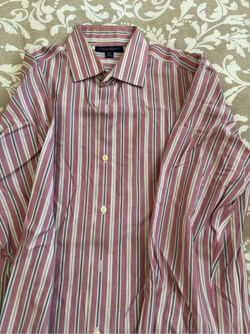 Banana Republic Slim Fit Striped Dress Shirt - Pink, White, Black